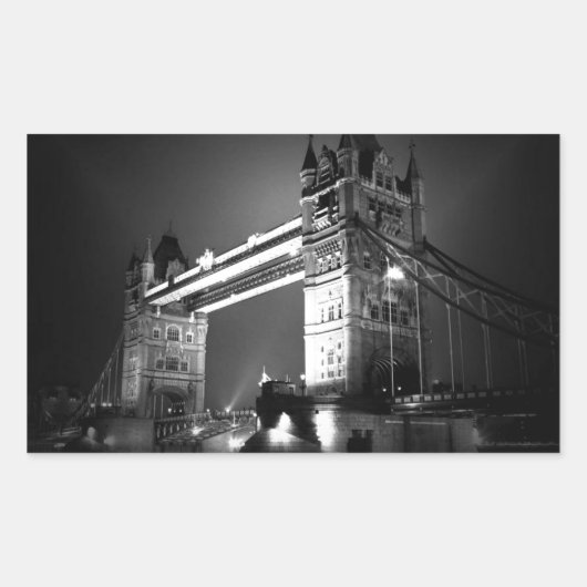 Sticker Rectangulaire Pont Tour de Londres noir et blanc (Devant)