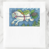 STICKER RECTANGULAIRE PONY PULLING PINECONE SLEIGH DE NOËL VOLANT (Sac)