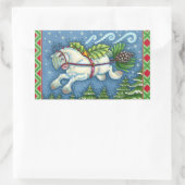 STICKER RECTANGULAIRE PONY PULLING PINECONE SLEIGH DE NOËL VOLANT (Sac)