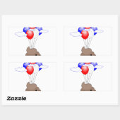 Sticker Rectangulaire Poo Emoji Voler Avec Ballons (Feuille)