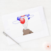 Sticker Rectangulaire Poo Emoji Voler Avec Ballons (Enveloppe)