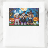Sticker Rectangulaire Poodle Chiens Citrouille Halloween drôle (Sac)