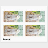 Sticker Rectangulaire Poodle Standard Blanc (Feuille)