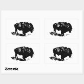 Sticker Rectangulaire Pop Art Black White Buffalo Bison Silhouette (Feuille)