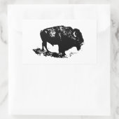 Sticker Rectangulaire Pop Art Black White Buffalo Bison Silhouette (Sac)