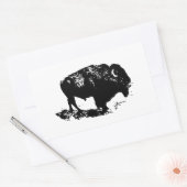 Sticker Rectangulaire Pop Art Black White Buffalo Bison Silhouette (Enveloppe)