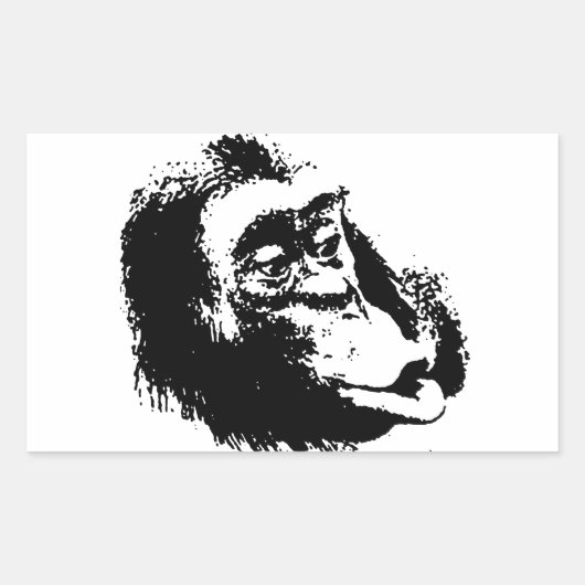Sticker Rectangulaire Pop Art drôle Chimpanzé (Devant)