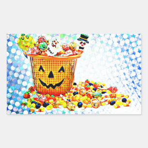 Sticker Rectangulaire PopArt Halloween Traitements