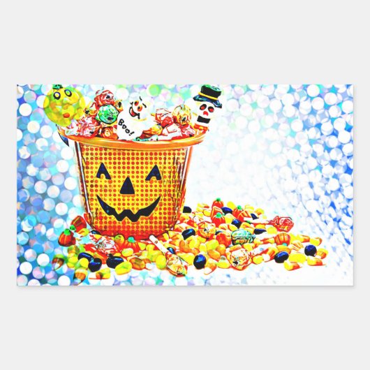 Sticker Rectangulaire PopArt Halloween Traitements (Devant)