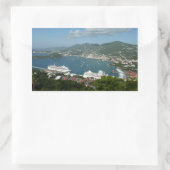Sticker Rectangulaire Port à St. Thomas Îles Vierges américaines (Sac)