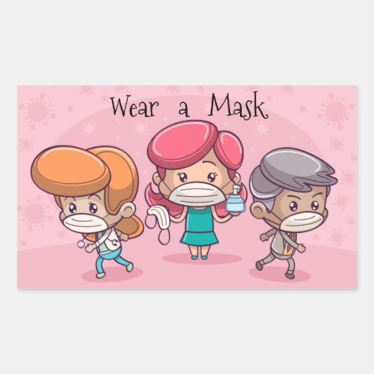 Sticker Rectangulaire Porter un masque (Devant)