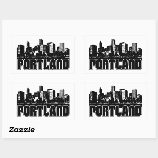 Sticker Rectangulaire Portland Skyline (Feuille)