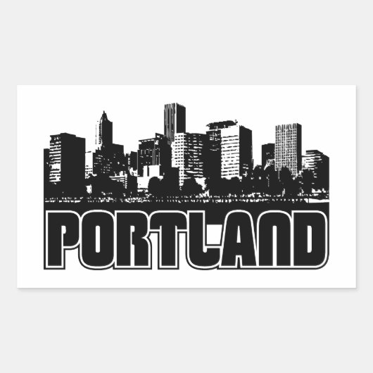 Sticker Rectangulaire Portland Skyline (Devant)