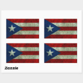 Sticker Rectangulaire Portoricain Drapeau Acier vieilli Effet (Feuille)