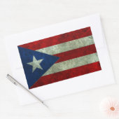Sticker Rectangulaire Portoricain Drapeau Acier vieilli Effet (Enveloppe)