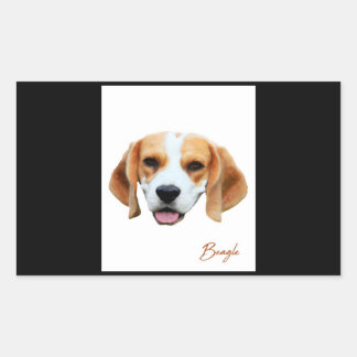 Sticker Rectangulaire Portrait couleur chien beagle