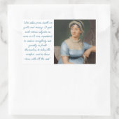Sticker Rectangulaire Portrait de Jane Austen plus citation (bleu) (Sac)