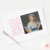 Sticker Rectangulaire Portrait de Jane Austen plus citation (rose) (Enveloppe)
