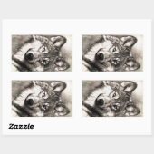 Sticker Rectangulaire Portrait de loup (Feuille)