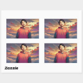 Sticker Rectangulaire portrait de style anime (Feuille)
