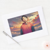 Sticker Rectangulaire portrait de style anime (Enveloppe)
