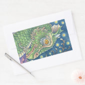 STICKER RECTANGULAIRE PORTRAIT DE TÊTE DE DRAGON MÉDIÉVAL, IMAGINAIRE SI (Enveloppe)