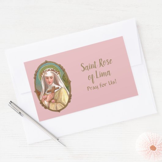 Sticker Rectangulaire Portrait encadré de Saint Rose de Lima (M 024b) (Enveloppe)