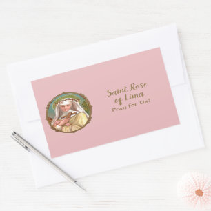 Sticker Rectangulaire Portrait encadré de Saint Rose de Lima (M 024b)
