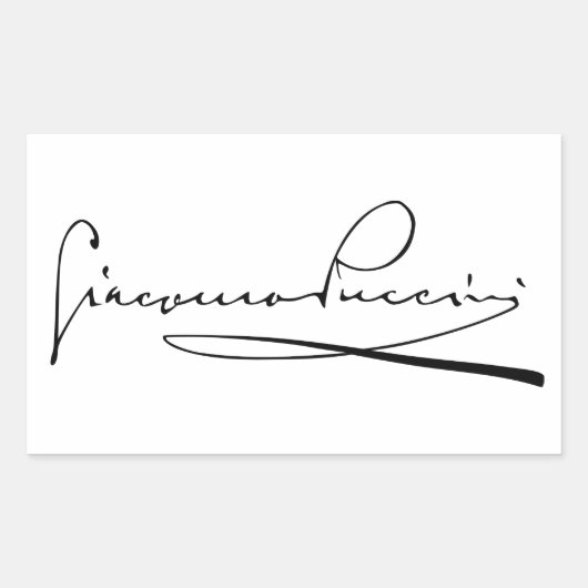 Sticker Rectangulaire Portrait et signature de Giacomo Puccini (Devant)