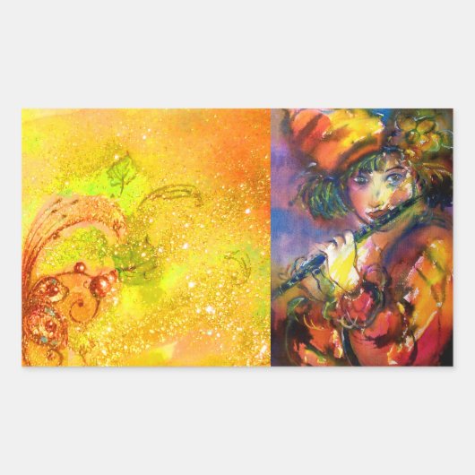 Sticker Rectangulaire PORTRAIT FLUTISTE / Mascarade vénitienne (Devant)