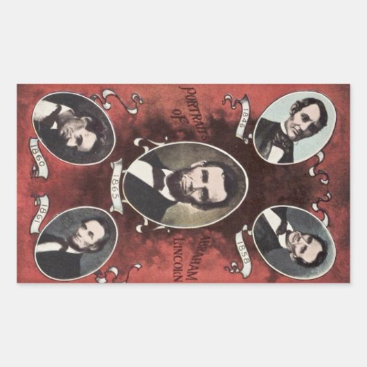 Sticker Rectangulaire Portraits d'Abraham Lincoln Vintage (Devant)