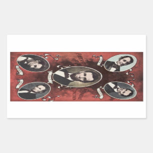 Sticker Rectangulaire Portraits d'Abraham Lincoln Vintage