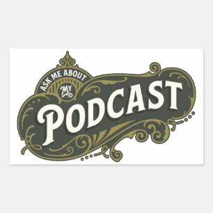 Sticker Rectangulaire Posez-Moi Des Questions Sur Mon Podcast.