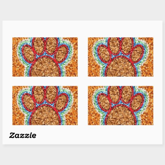 Sticker Rectangulaire Pot de chien basse (Feuille)