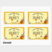 Sticker Rectangulaire Pot de miel abeille miel nid d'abeille rucher (Feuille)