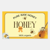 Sticker Rectangulaire Pot de miel abeille miel nid d'abeille rucher (Devant)