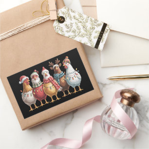 Sticker Rectangulaire Poules de Noël Xmas Cadeau de poulet Amateur de fe