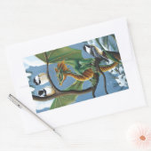 Sticker Rectangulaire Poulet de dragon vert hiver (Enveloppe)