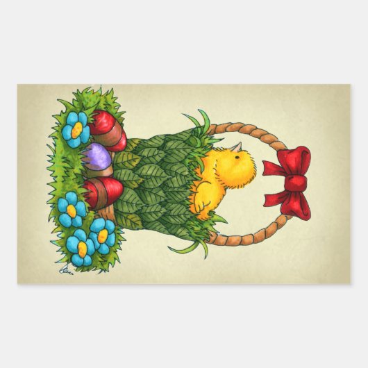 Sticker Rectangulaire Poulet de Pâques mignon (Devant)