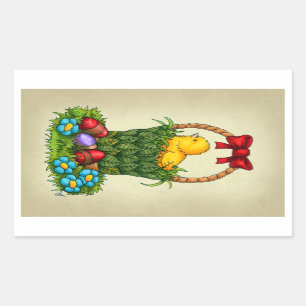 Sticker Rectangulaire Poulet de Pâques mignon