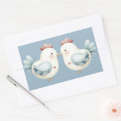 Sticker Rectangulaire Poulet Pastel Cottagecore (Enveloppe)