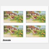 Sticker Rectangulaire Poulets et oeufs de Pâques (Feuille)