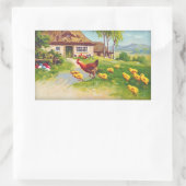 Sticker Rectangulaire Poulets et oeufs de Pâques (Sac)