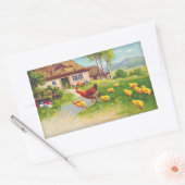 Sticker Rectangulaire Poulets et oeufs de Pâques (Enveloppe)