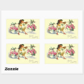 Sticker Rectangulaire Poulets et oeufs vintages de Pâques (Feuille)