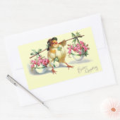Sticker Rectangulaire Poulets et oeufs vintages de Pâques (Enveloppe)