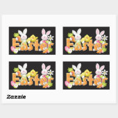 Sticker Rectangulaire Poulets et poulets de Pâques illustrés (Feuille)