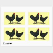 Sticker Rectangulaire Poulets Java noirs (Feuille)
