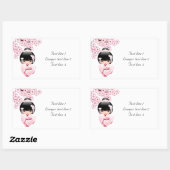 Sticker Rectangulaire Poupée blanche Kimono Kokeshi - mignonne Geisha Gi (Feuille)