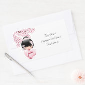 Sticker Rectangulaire Poupée blanche Kimono Kokeshi - mignonne Geisha Gi (Enveloppe)